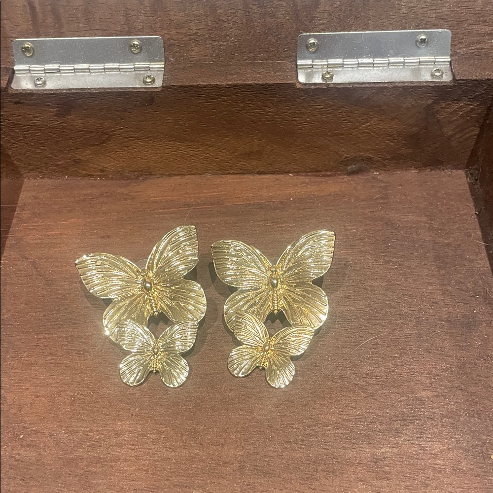 Gold butterfly earrings